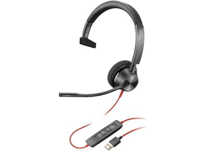 Plantronics Poly ( + Polycom) - Blackwire 3310 USB-A - Wired, Single Ear (Mono) Headset with Boom Mic - USB-A to Connect to Your PC and/or Mac - Works with Teams, Zoom & More,Black,BW3310 - style: 2020 Version (USB-A Only)