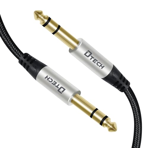 DTECH 5ft Electric Guitar Cable TRS 1/4 Instrument Cord Aux Balanced Stereo Jack Quarter Inch 6.35mm for DJ Speakers Amplifier Bass AMP Studio Audio Monitor Mixer - size: 5ft