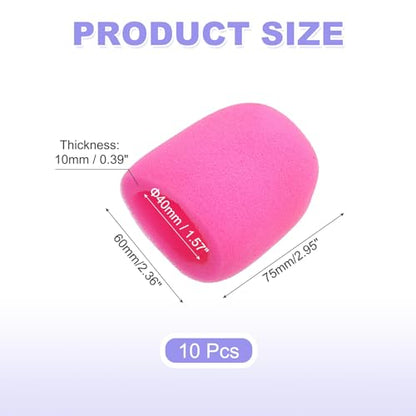 MECCANIXITY 10pcs Microphone Foam Covers, 40mm (1.57") ID 10mm (0.39") Thickness Microphone Windscreen Foam Cover for Most Handheld Microphones, Pink - color: Pink