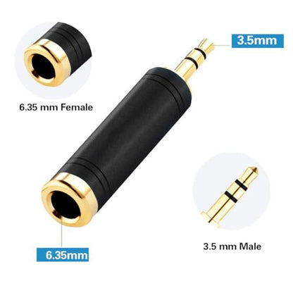 Tisino 1/4" Female to 1/8" Male Stereo Headphone Adapter, Black, 1 Pack | 1/4" to 3.5mm Audio Jack Adapter Aux Converter for Amp/Mixer/Keyboard, Gold-Plated TRS Mini Jack Stereo Plug - size: Adapter 1PCS