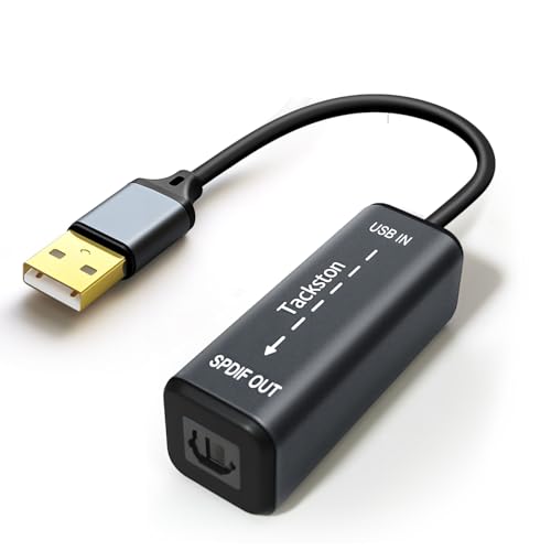 USB to Optical Audio Adapter 24Bit Sample Depth, PC to SPDIF Sound Card Optical Output Compatible with Windows macOS Laptop Computer, Not for TV, Signal Only from USB to Toslink Converter