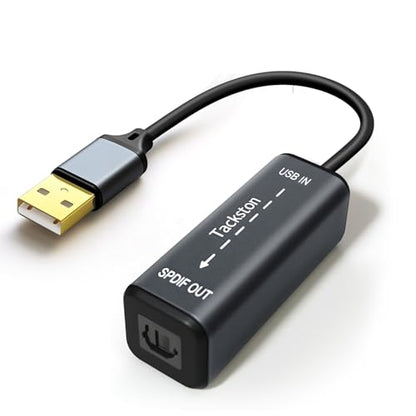 USB to Optical Audio Adapter 24Bit Sample Depth, PC to SPDIF Sound Card Optical Output Compatible with Windows macOS Laptop Computer, Not for TV, Signal Only from USB to Toslink Converter