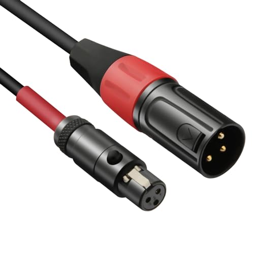 Mini XLR Female to Regular XLR Male Pro Lapel Microphone Cable, 1FT | Shielded OFC Hi-Fi Sound Mini XLR Female to XLR Male Cable With Gold-Plated & Copper Housing for Blackmagic Pocket 4K - size: 1 feet