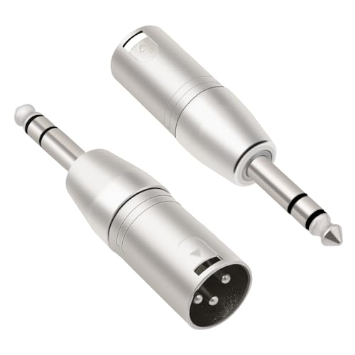 2 Pack 1/4 TRS to XLR Adapter, Balanced Quarter Inch 6.35mm Male to XLR Male Adapter for Mixer, Microphone - color: 1/4 To XLR Male