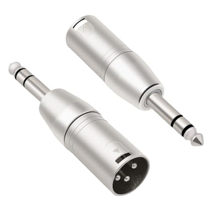 2 Pack 1/4 TRS to XLR Adapter, Balanced Quarter Inch 6.35mm Male to XLR Male Adapter for Mixer, Microphone - color: 1/4 To XLR Male