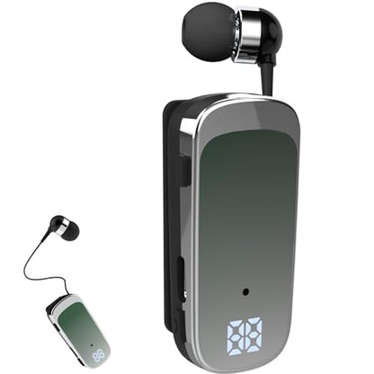 Retractable Wireless Headset Headphone Stereo Earphone V5.0 Noise Cancelling Mic Clip on Earpiece Comfortable HandsFree Headset 20Hrs Talking Time Sports Business Trucker Driver Earbud - color: Green