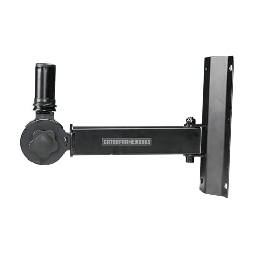 Gator Frameworks Rok-It Series Set of Wall Mounted Speaker Stands with 80 lbs. Weight Capacity, 1 3/8" Speaker Insert Fits Most Standard Speakers up to 22", (RI-SPK-WM50)