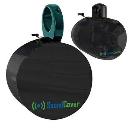 Marine Wakeboard Tower Speaker Covers for 4” & 5” Round Speakers – 210T Polyester with Silver UV Coating – Water-Resistant, Double-Stitched with Drawcord & Fastener – Small Size (Set of 2) - size: Small
