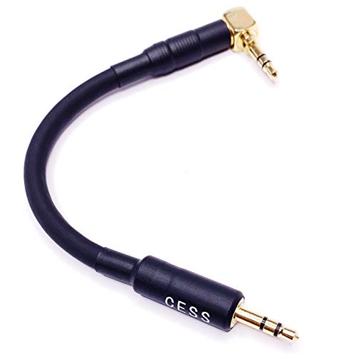 Right Angle To Straight 3.5mm Short Aux Stereo Audio Cable, 3-Inch Length