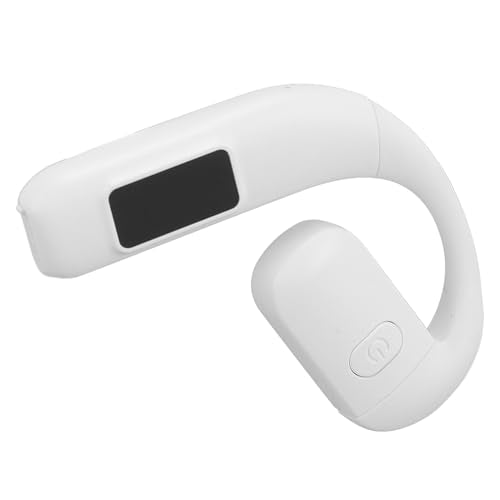 GOWENIC Bluetooth 5.5 Headset, Wireless Single Ear Earpiece with Noise Cancelling, Rotatable Microphone, Battery Display for Outdoor Sports Calls (White) - color: White