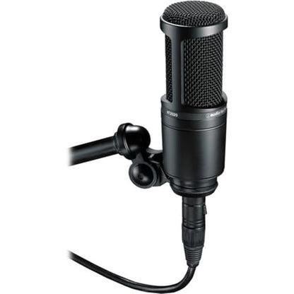 Audio-Technica AT2020 Cardioid Condenser Microphone Bundle with Pop Filter + XLR Cable + Microphone Stand + Microfiber Cleaning Cloth (5 Items) - style: Boom Mic Stand