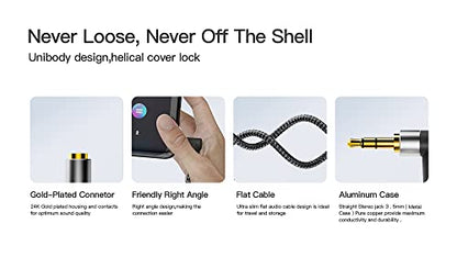3.5mm Headphone Extension Cord 5ft,3.5mm Male to Female Stereo Audio Extension Cable/90 Degree Right Angle Aux Cable for Smartphones, Tablets, Media Players - size: 5 ft
