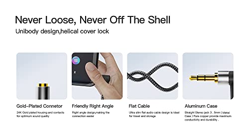 3.5mm Male to Female 20ft/6M Right Angle Stereo Audio Extension Cable Nylon Braid 90 Degree AUX Extension Cable Nanxudyj Compatible with Headphone, Smartphones, Tablets, Media Players. - size: 20 ft