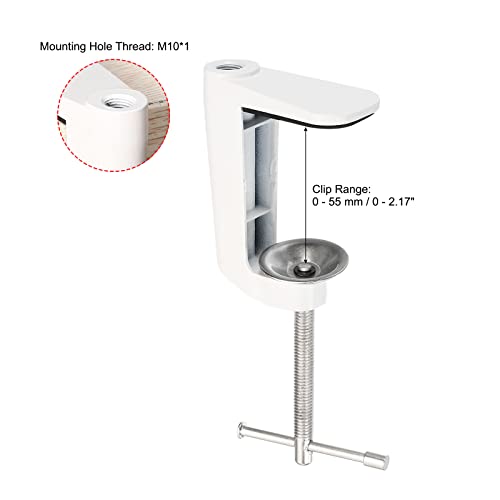Generic Adjustable Replacement Clamp for Lamps, 2 Pack Universal Adjustable C Shape Desk Table Mount Clamp for Microphone Arm Desk Lamps Stand, White
