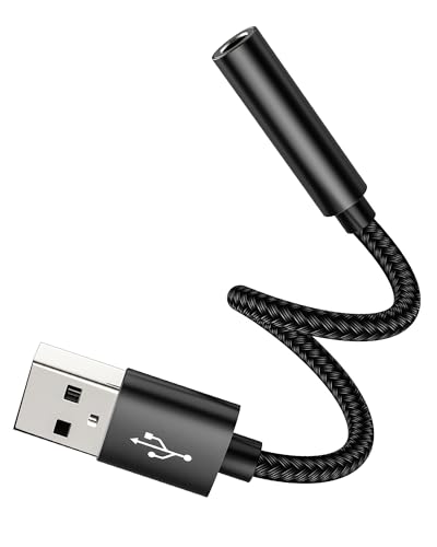 zoyuzan USB Adapter 3.5mm Audio Jack Converter Cable for Headphone PC Car Microphone External Headset DAC TRS Port Stereo PS4 Cord Dongle Interface Speaker Computer Plug Digital Laptop Splitter