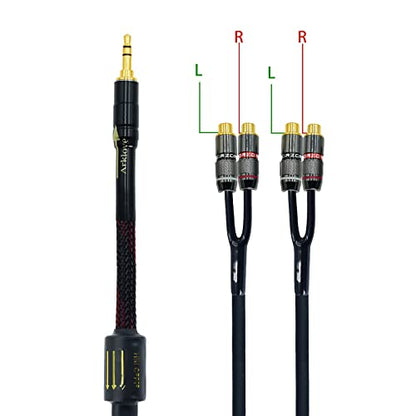 Arklove 2ft Shielded 1/8" aux Input 3.5mm RCA Output Splitter Stereo Audio Video Cable Out 3.5 Male to 4 RCA Female in Dual Speaker Cord 24k Gold Plated - size: 2ft, style: 3.5mm to rca(LR+LR)