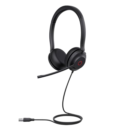 Yealink UH35 USB Wired Headset, Noise Cancelling Mic,Call & Music Control, | Teams/Zoom Certified,Professional Stereo Headphons, Lightweight Design, Busylight, PC/Laptop/IP Phone, Office, Home,On-ear - style: USB Headset UH35