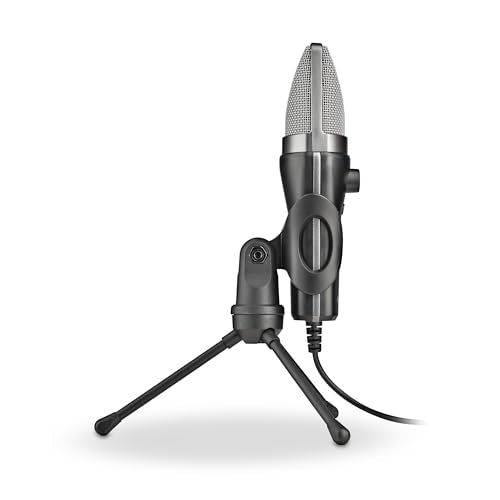 NGS MS120 USB Cardioid Microphone for Streaming, Podcast and Gaming, Latency-Free Monitoring, Volume Control, Mute Button, Plug & Play, for PC, PS4, PS5, Non-Slip Mount