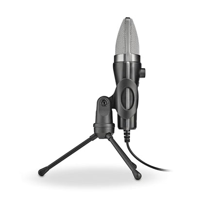NGS MS120 USB Cardioid Microphone for Streaming, Podcast and Gaming, Latency-Free Monitoring, Volume Control, Mute Button, Plug & Play, for PC, PS4, PS5, Non-Slip Mount