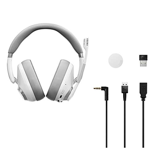EPOS Gaming H3Pro Hybrid Gaming Headset - PC Headphones with Microphone - Noise-Cancellation, Adjustable, Smart Button Audio Mixing, Bluetooth, Gaming Suite, Surround Sound - (Ghost White) - color: Ghost White