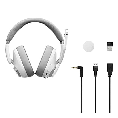 EPOS Gaming H3Pro Hybrid Gaming Headset - PC Headphones with Microphone - Noise-Cancellation, Adjustable, Smart Button Audio Mixing, Bluetooth, Gaming Suite, Surround Sound - (Ghost White) - color: Ghost White