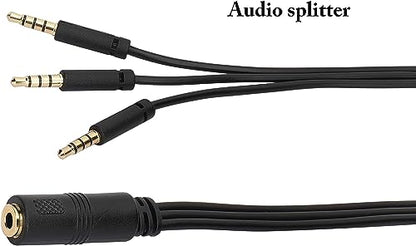 3.5mm Audio Y Splitter Headphone Cable, 3.5mm 1/8" inch Female to 3 Male Headset Mic & Stereo Audio Y Splitter Cable for Smartphone to Soundbox Adapter(30 CM/12 inch) (4-Pole) - color: 4-Pole
