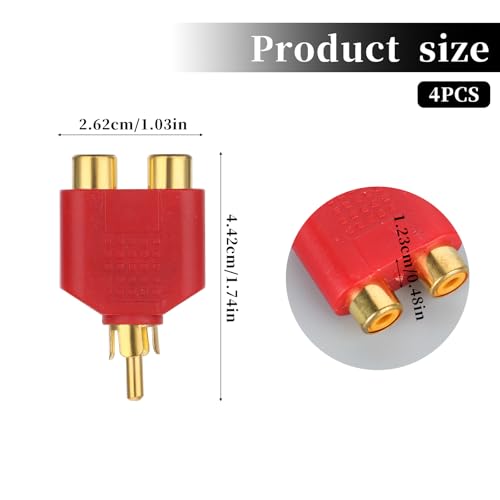 4Pcs RCA Y Splitter Plug Adapter RCA 1 Male to 2 Female Audio Speaker 2 Female to 1 Male Y Adapter Splitter Cable for Audio Video Av Tv Cable Convert