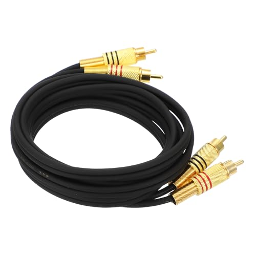 MECCANIXITY 2RCA Male to 2RCA Male Audio Stereo Cable, 6.6 ft RCA Subwoofer Cable with Gold Plated Plugs for Home Theater, HDTV, Amplifiers, Speakers, Black Cable Gold Shell - color: Black/Gold, size: 6.6 ft