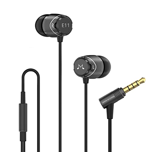 SoundMAGIC E11 Wired Earbuds No Microphone HiFi Stereo Earphones Noise Isolating in Ear Headphones Powerful Bass Tangle Free Cord Black | Balanced precise sound, rich bass, full aluminum housing, passive noise isolation, ergonomic seat - color: Black