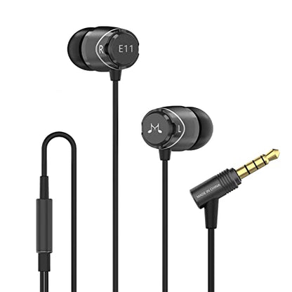 SoundMAGIC E11 Wired Earbuds No Microphone HiFi Stereo Earphones Noise Isolating in Ear Headphones Powerful Bass Tangle Free Cord Black | Balanced precise sound, rich bass, full aluminum housing, passive noise isolation, ergonomic seat - color: Black