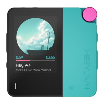 HiBy W4 Bluetooth Headphone Amplifier USB DAC, BT 5.4 & NFC, aptX Lossless LDAC, Dual DAC, DSD512 PCM 768kHz, 2-Inch Touch Screen, CVC Noise Reduction, 3.5mm & 4.4mm Balanced Output - color: Cyan