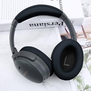 Replacement Headband Cushion and Earpads for Bose QC35 QC45 Headphones with Noise Isolation Memory Foam (Black) - color: Black