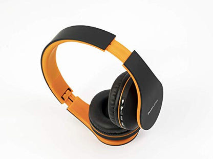 PowerLocus Wireless Bluetooth Over-Ear Stereo Foldable Headphones, Wired Headsets Rechargeable with Built-in Microphone for iPhone, Samsung, LG, iPad (Orange) - color: Orange