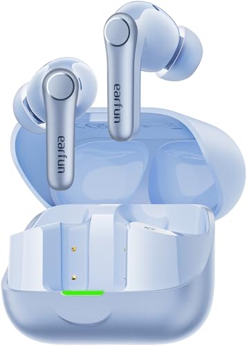 EarFun Air Pro 4+ Adaptive Noise Cancelling Wireless Earbuds, Dual Drivers | Qualcomm aptX Lossless, Translation Earbuds, Snapdragon Sound, 6 Mics AI Calls, Hi-Res Sound, LDAC, Bluetooth 6.0, 54H, Blue - color: Blue