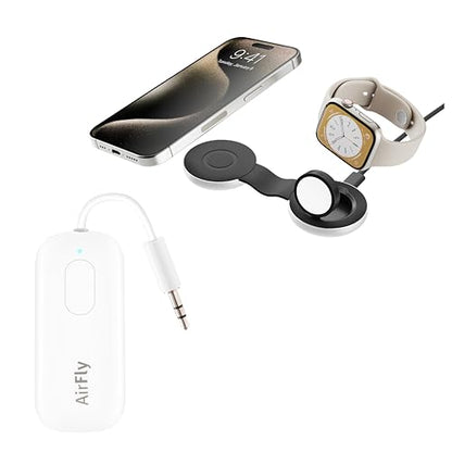 Twelve South AirFly Pro Bluetooth Wireless Audio Transmitter Receiver & Twelve South Butterfly 2-in-1 USB-C MagSafe Charger - style: Bundle AirFly Pro + ButterFly