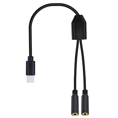 Poyiccot USB C to 3.5mm Audio Adapter, 1 to 2 Ways USB Type C to 3.5mm TRS Female Headphone Jack Adapter Y Splitter Stereo Cable Compatible with Headphone, Galaxy, MacBook, 30cm/1ft - style: 1 to 2 ways