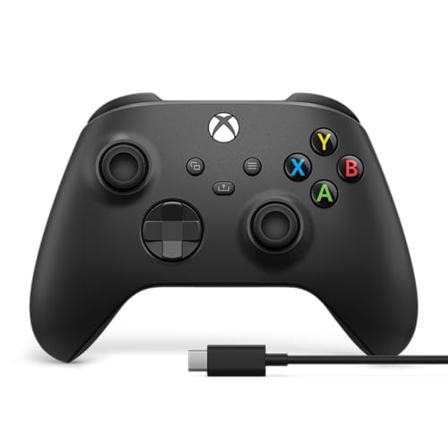 XBOX Wireless Gaming Controller + USB-C Cable | Carbon Black | Consoles, PCs, TVs, mobile, and more | Textured Grip | Wireless, Bluetooth, USB-C Connectivity - style: Carbon Black + USB-C Cable