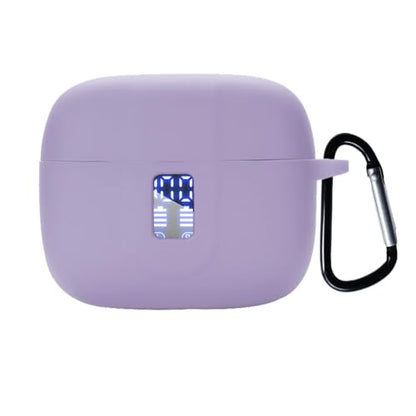 Silicon Case Cover Compatible with TAGRY X08 and ZIUTY A1 Wireless Earbuds, Protective Case with keychain, with Window for LED Display, Purple