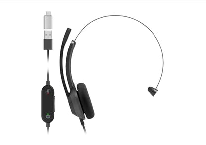 Cisco Headset 321 USB-C, Wired Single On-Ear Headphones, Webex Controller with USB-C, Carbon Black, 2-Year Limited Liability Warranty (HS-W-321-C-USBC) - style: Professional