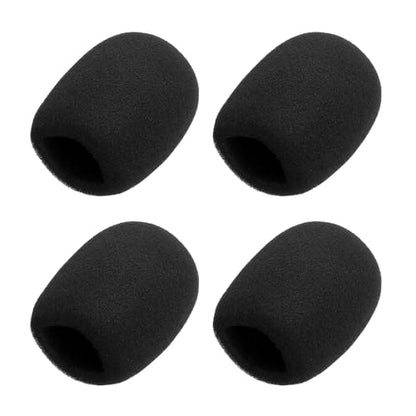 MECCANIXITY 4pcs Microphone Foam Covers, 40mm (1.57") ID 10mm (0.39") Thickness Microphone Windscreen Foam Cover for Most Handheld Microphones, Black - color: Black