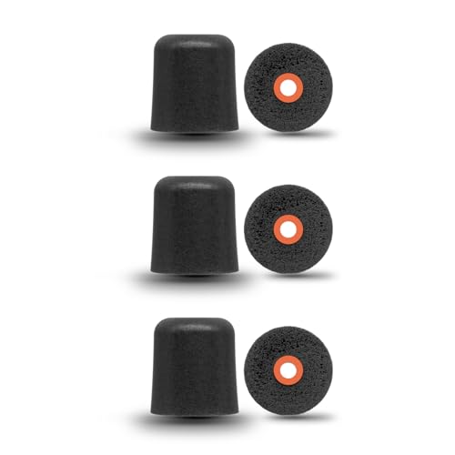 Klowcok Foam Eartips for ISOtunes, Westone, Plugfones, Etymotic, Large | Earbuds Replacement Tips, Comfort Fit, 3 Pairs, Black - size: Large