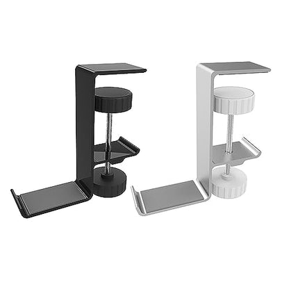 QMQJIA Metal Earphone Holder Hook Under Desk Headphone Stand Headset Hanger with Adjustable Clamp Universal Aluminum Alloy Headphone Hanger Sturdy Hook for Hanging Headphones On Desk Or Shelf