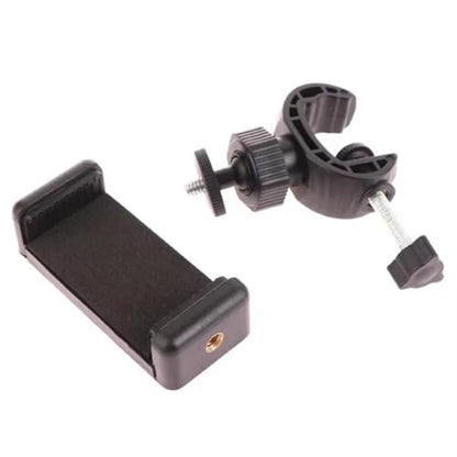 Multifunctional Adapter Clip Phone Holder 360° Rotation Adjustable Clamp Spiral Clamping for All 5-6 inch Smartphone Live Mount (Black) - color: BLACK