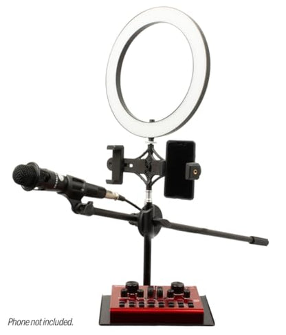 VocoPro USB Audio Interface, Boom Stand, and LED Ring Light with Wireless Mic and Condenser Mic
