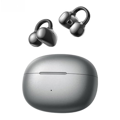 NE55 AI Translation Earbuds Real-Time, 135+ Languages Translator, Open Ear Wireless Bluetooth 6.0 Clip on Earbuds, Waterproof Open Ear Headphones with 52H Playtime, for Travel Work Meeting (Grey) - color: Grey
