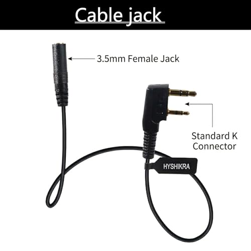 Universal Ham Radio Earpiece Adapter Cable, 2 Pin K Type to 3.5mm Female Headset Line Compatible with BaoFeng UV-5R BF-F8HP AR-152 UV-5R MINI DM-32 Kenwood Retevis Quansheng Walkie-Talkie
