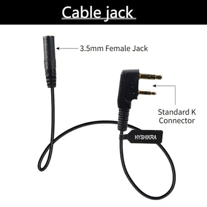Universal Ham Radio Earpiece Adapter Cable, 2 Pin K Type to 3.5mm Female Headset Line Compatible with BaoFeng UV-5R BF-F8HP AR-152 UV-5R MINI DM-32 Kenwood Retevis Quansheng Walkie-Talkie