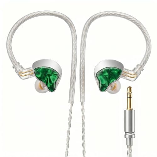 HIFI WALKER A20 IEM Earbuds, 10mm Dynamic Driver in Ear Monitor Headphones, HiFi Wired Earphones with Deep Bass & Clear Vocals, Noise Isolating IEM for Music, Gaming & Studio (No Mic), Green - color: Green