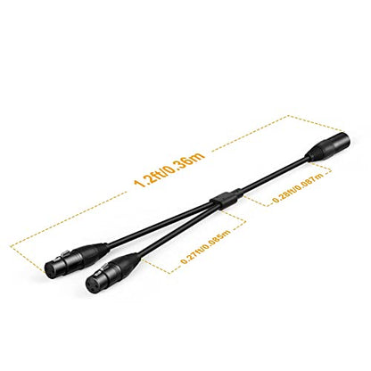 Balanced XLR Splitter Dual XLR Female to 1XLR 3Pin XLR Y-Split Patch Cable | 2XLR to 1XLR 3Pin Microphone Splitter for Studio Preamp,Equzalizer, speaker, Patch Bay, Studio Harmonizer, 1-feet - size: 1 Male XLR to 2 Female XLR, style: 1 Pack