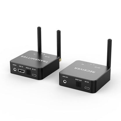 5.8GHz&5.2GHz Dual-Band Wireless Audio Transmitter Receiver with HDMI/Optical Digital(SPDIF)/RCA(3.5mm) in/Output, 160ft Long Range 0.018s Low Latency with Built-in Bluetooth 5.3 Receiver - color: GT01-SPDIF